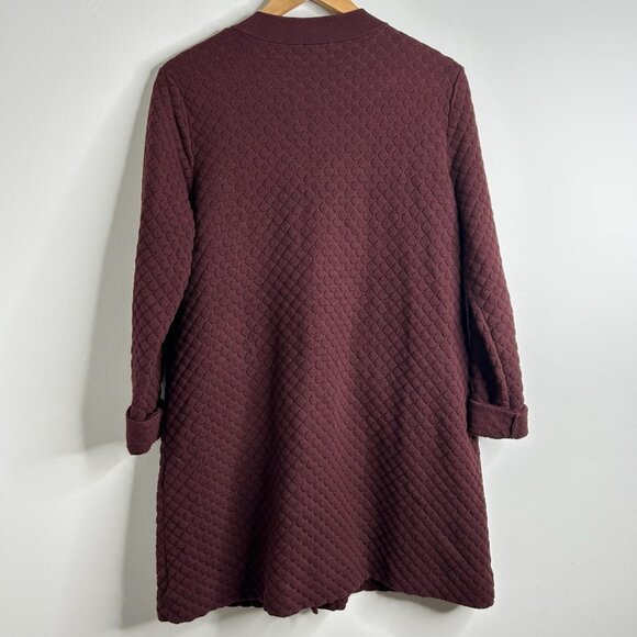 COS Cardigan Sweater Womens Small Burgundy Quilted Knit Quiet Luxury Academia - Picture 5 of 9